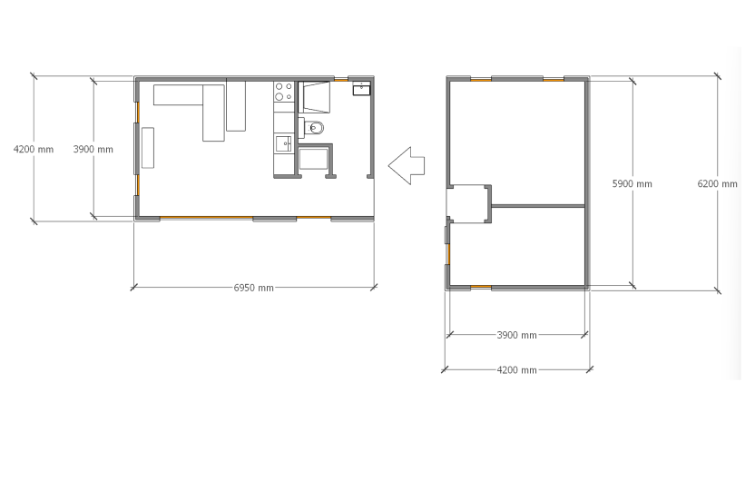 Chalet Model C - slaapkamers (m2)